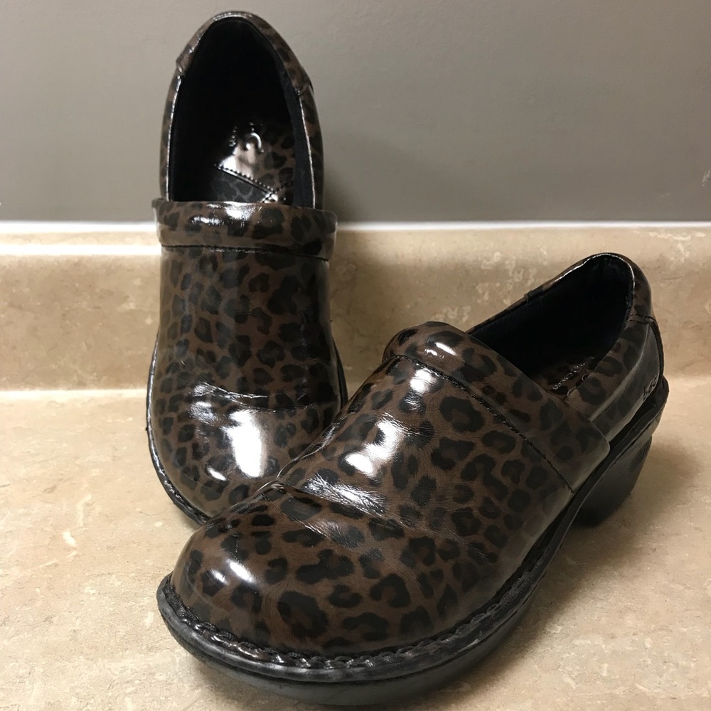 B.O.C. Born Concept Peggy Leopard Patent Clogs